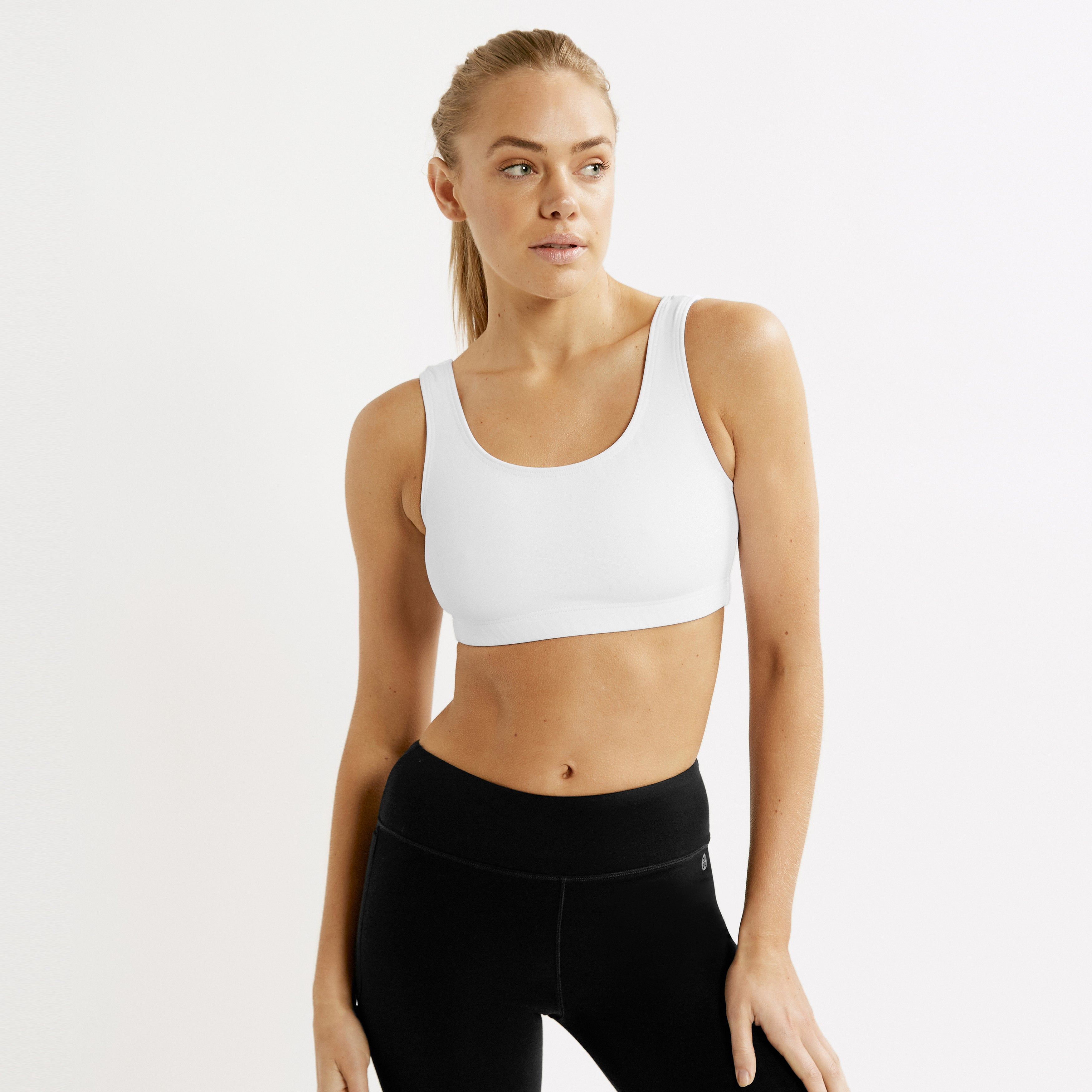 White Scoop Crop Top, White Scoop Sports Bra